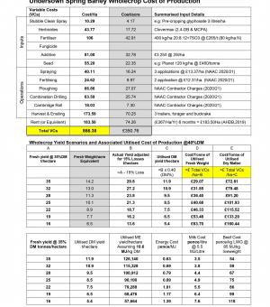 BPX & Spring Barley Wholecrop Costs 2021