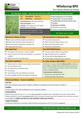 Wholecrop BPX 2020 info sheet